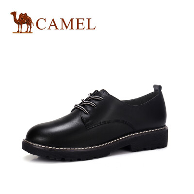 

Camel CAMEL ladies retro elegant leather stitching lace-up single shoes A91054669 black 36