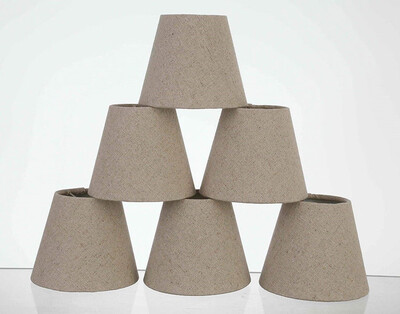 

Natural Burlap Chandelier ShadesDrum Shaped Hardback Clip On Ceiling Lamp Shades6 Inch For E12 Candelabra bulb set of 6