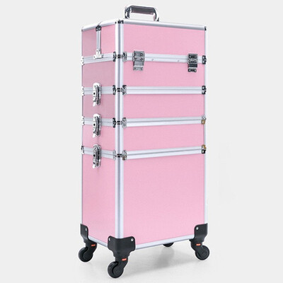 

Brand Aluminum frame profession travel Trolley Makeup Box Beauty Case professional Luggage Suitcase Bag makeup Universal Wheels