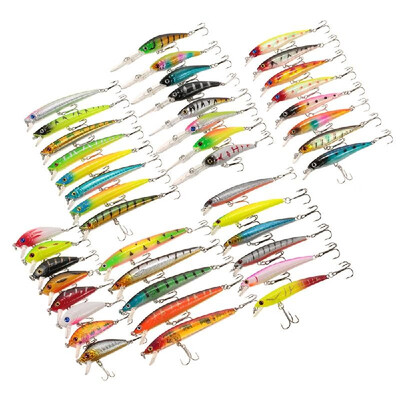 

43pcs Assorted Size Minnow Fly Fishing Lures Pencil Popper Crankbaits Carp Fishing Wobbler Suspending Artificial Hard Baits Kit Fi