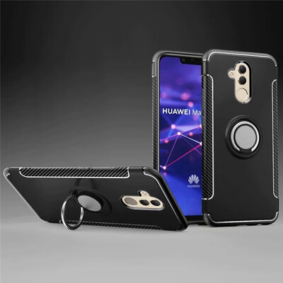 

Back Cover For Huawei Mate 20 Lite Case Car Holder Stand Hard PC Silicon Ring Suction Bracket Celulars Fecoprior