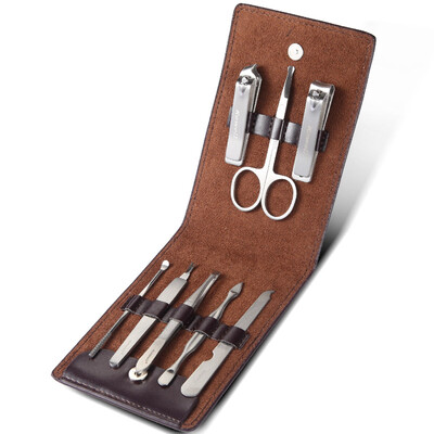 

Korea Kowell Han Kewei stainless steel nail clipper set anti-splash nail scissors personal care repair capacity combination 8 piece set KD800 dark brown