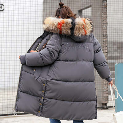 

Korean Version Womens Down &Parkas Cotton JacketsLarge Fur Collar With Hoody Plus Size