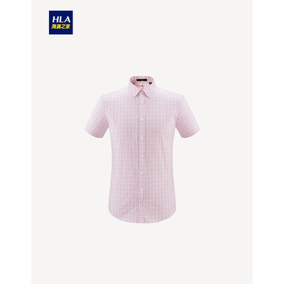 

HLA Haishu House Short Sleeve Casual Shirt Men 2019 Summer New Comfortable Washed Plaid Short Liner HNECJ2R001A Pink Plaid 01 17088A39