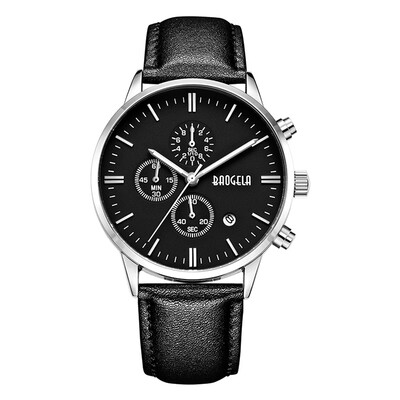 

Baogela 1706 Men Chronograph Luminous Date Leather Strap Quartz Wrist Watch