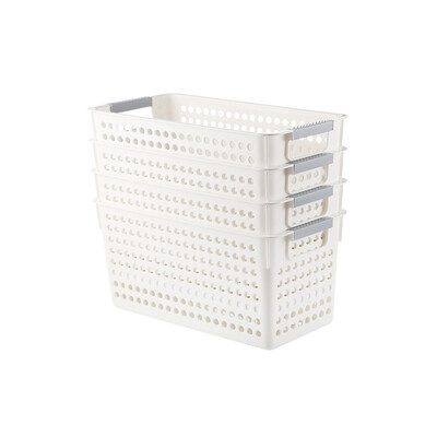 

And crafts Worldlife hollow storage basket plastic finishing storage basket small S number 4 Pack toy storage basket office rack basket Japanese style Bai Na basket white WJ0-18166