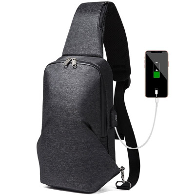 

Mens Chest Bag Cool Crossbody Bag with USB Charging port Oxford Bag Outdoor Travel Sports Shoulder Bag