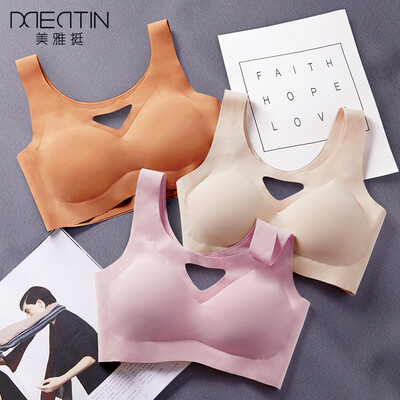 

US · Ya · quite 2 pieces bra female feeling ladies underwear no steel ring sports bra gathered large size skin color gray  100-120 kg