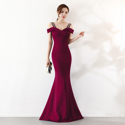 

New Off The Shoulder Simple Mermaid Evening Dress Sexy Backless Shining Long Slim Party Evening Dress