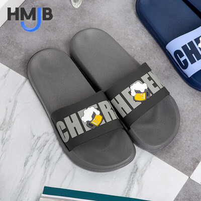 

Colorful walking slippers male sandals Korean version of the trend letter pattern home bathroom outdoor beach casual popular models HM038 dark gray 41