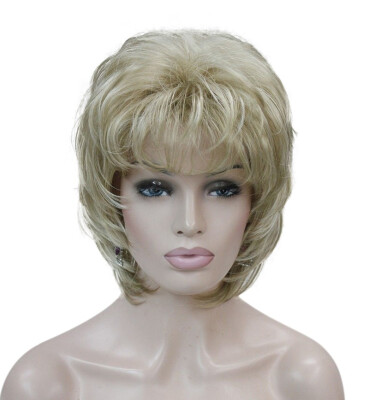 

StrongBeauty Short Soft Shaggy Layered Silver Mix Classic Cap Full Synthetic Wig Womens Wigs Blonde COLOUR CHOICES