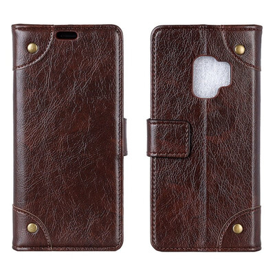 

MOONCASE Samsung Galaxy S9 Copper Buckle Napa Leather Case - Coffee
