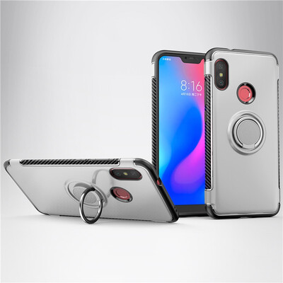 

Back Cover For Xiaomi Mi A2 Lite Case Car Holder Stand Hard PC Silicon Ring Suction Bracket Celulars