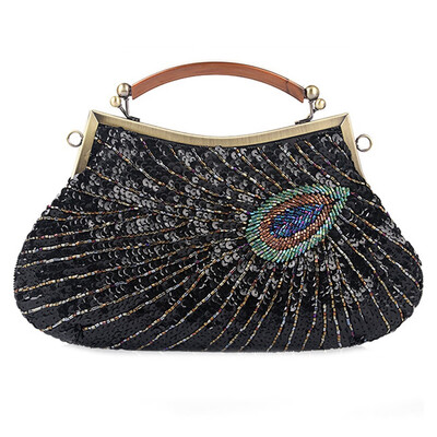 

Vintage Peacock Bead Ladies Handbags Elegant Evening Bag for Women Crossbody Bag for Party Wedding Dating