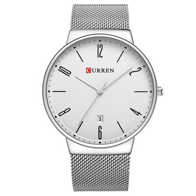 

CURREN Men\s Slim Calendar Watch Casual Net with Watch