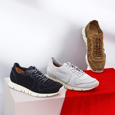 

Beijing Tokyo made casual shoes mens retro sports belt handmade low shoes suede leather black 43