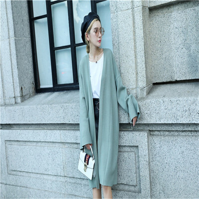 

Fall&winter 2018 new web celebrity same core yarn in a long relaxed&lazy style over the knee cardigan sweater