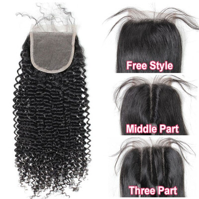 

Lace top closure 44" Kinky Curly Human hair medium brown Swiss lace