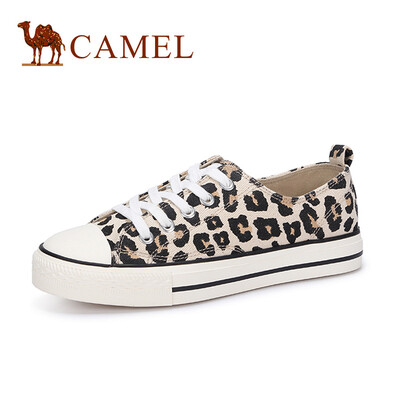 

Camel CAMEL ladies trendy fashion leopard round head lace-up canvas shoes A912266160 beige 36
