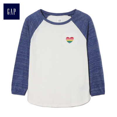 

GAP flagship store girls embroidery love pattern raglan sleeves T-shirt 398666 ivory white S