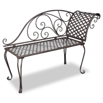

Metal Garden Chaise Lounge Antique Brown Scroll-patterned