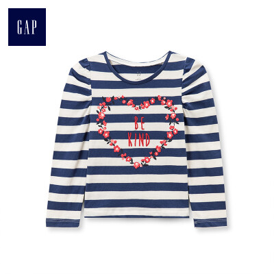 

GAP flagship store female&child fun pattern long sleeve round neck T-shirt 399040 love pattern 3YRS