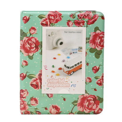 

Standard 3in Centerfold Photo Album PU 64 Pockets Albums Photos Storage Case Floral Memory Souvenir