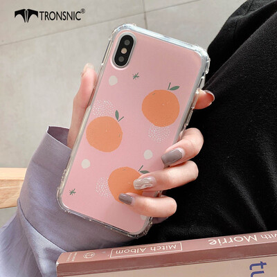 

TRONSNIC Orange Ins Phone Case for iPhone 7 8 Plus Fruit Shockproof Soft TPU Cases Green Pink Covers