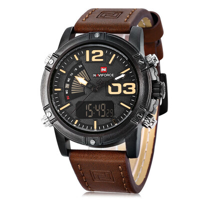 

NAVIFORCE NF9095M Men Dual Movt Watch Luminous Calendar LED Light 3ATM Wristwatch