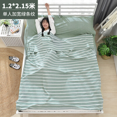 

Banjeni cotton washed cotton travel dirty sleeping bag sheets hotel anti-dirty sheets sleeping bag single double widened portable travel anti-dirty dirty sheets green stripes 120215cm