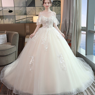 

2019 New The Wedding Dress The Sling Sleeve Princess Lace Luxury Wedding Ball Gown Dresses