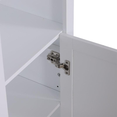 

67 Wood Free Standing Bathroom Linen Tower Storage Cabinet - White