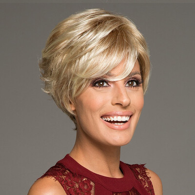 

BLONDE UNICORN Fashion Womens Fluffy Multi-Layered 8 inch Short Blonde Mixed Hair Wigs Human HairSynthetic Blend Wigs