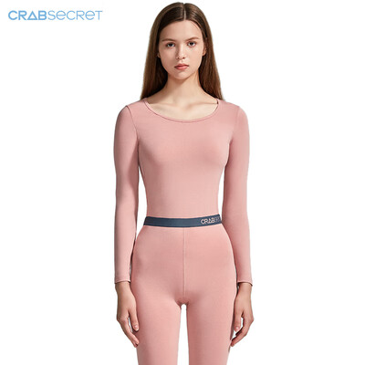 

Crab secret crab secret thermal underwear set female autumn clothing long pants ladies warm round neck cotton modal fashion lithium light gray
