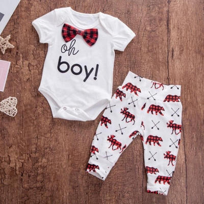 

Plaid Infant Baby Boy Bow Tie Cotton Romper Jumpsuit Pants Outfits Clothes