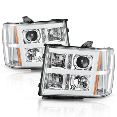 

Headlight Assembly for 07-13 GMC Sierra 150007-14 Sierra 2500HD 3500HD Pickup Truck Chrome Housing LED Tube DRL Projector