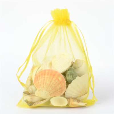 

PH PANDAHALL 100 PCS 5x7 inch Yellow Organza Drawstring Bags Party Wedding Favor Gift Bags