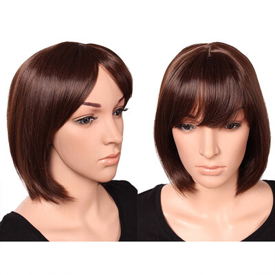 

Short Bob Hair Wigs Straight with Flat Bangs Synthetic Colorful Cosplay Daily Party Wig for Women