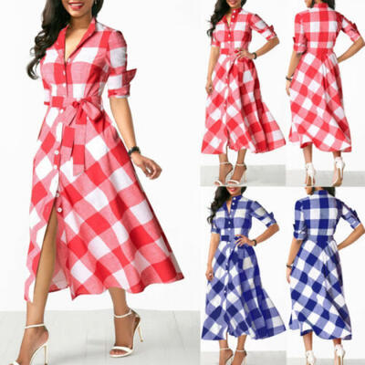 

US Women Boho Short Sleeve Long Maxi Party Beach Dresses Casual Sundress