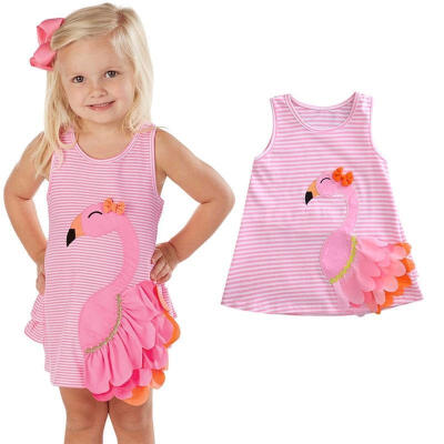 

Floral Sleeveless Baby Girls Toddler Dress Casual Party Princess 3D Swan 0-4Y