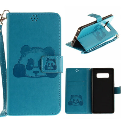 

MOONCASE Samsung NOTE 8 embossed panda lanyard holster - sky blue