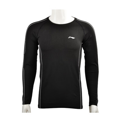 

Li Ning LI-NING fitness clothes yoga clothes tights T-shirt running fitness quick-drying badminton wear sportswear mens shirt AUDN153-1 Huashi black L
