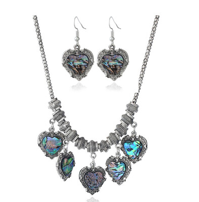 

Retro Heart-Shaped Leopard Print Sweater Chain Accessories Set Necklace With Birthstones For Women