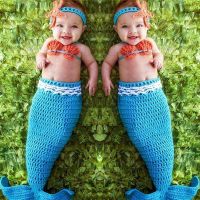 

Newborn Baby Boys Girls Mermaid Bra Tail Crochet Costume Photography Prop Outfit