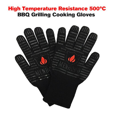 

1 Pair of BBQ Hot Oven Mitts Gloves Extreme Heat Resistant Gloves Thick Silicone Salient Point Anti-slip Cooking Baking Barbecue O