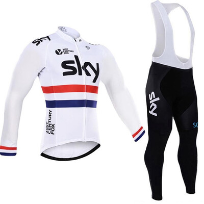 

2018 pro team Sky winter thermal fleece cycling jersey bicycle clothing set ropa ciclismo invierno MTB bike jersey bib pants kit