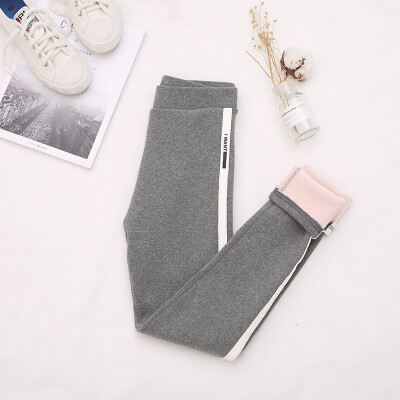 

Winter 2018 new product add thick cotton side edge white strip show thin size leggings warm pants