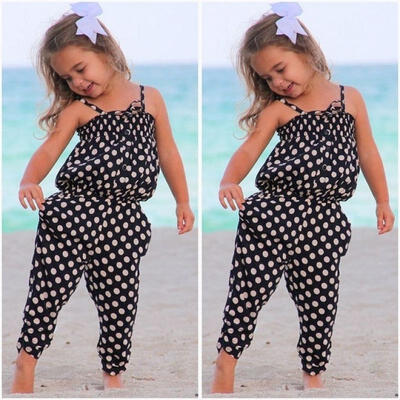 

Toddler Baby Girl Kids Polk Dot Romper One-piece Jumpsuit Playsuit Harem Pants