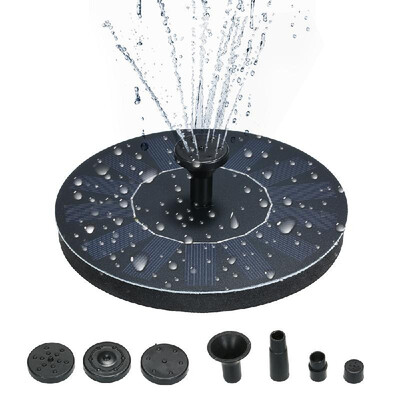 

7pcs Round Solar Birdbath Fountain Water Pump Solar Outdoor Water Fountain Panel Kit for Bird Bath Small Pond Garden & Lawn Black