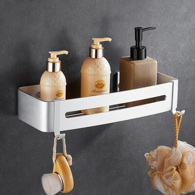 

Jiebi Shi free punching space aluminum new rectangular rack removable hook bathroom bathroom shelf